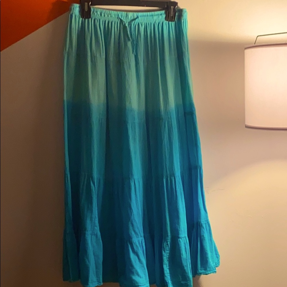 Ombré blue XL semi see through elastic long skirt